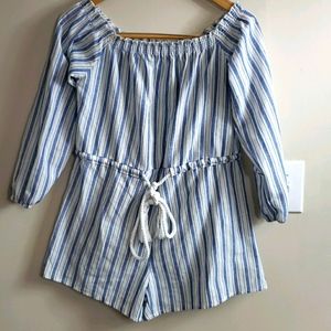 Blue & White Romper by Simplee Apparel